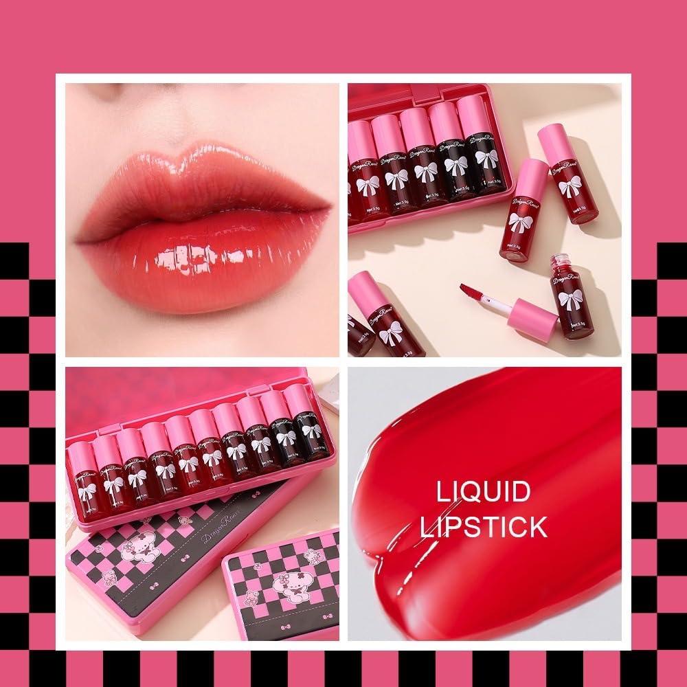 MYUANGO 10 Colors Lip Tint, Color Tinted Lip Stain, Moisturizing Lip Balm Liquid Lipstick Makeup Hydrating Long Lasting Lip Gloss Multi-Use Lip Cheek Face Tint