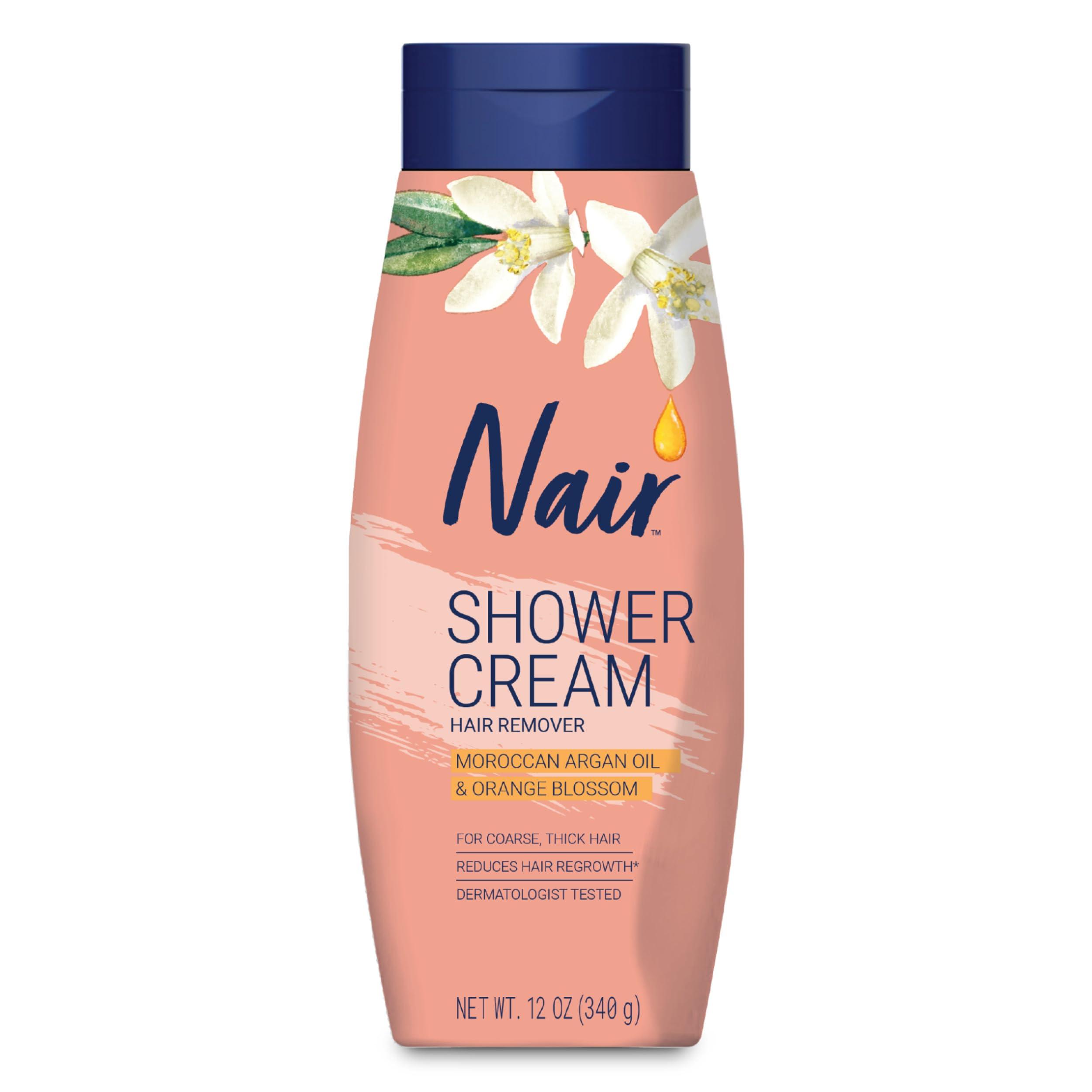 Nair NAIR Shower Cream Hair Remover with Moroccan Argan Oil and Orange Blossom, Body Hair Removal Cream for Women, 12 oz