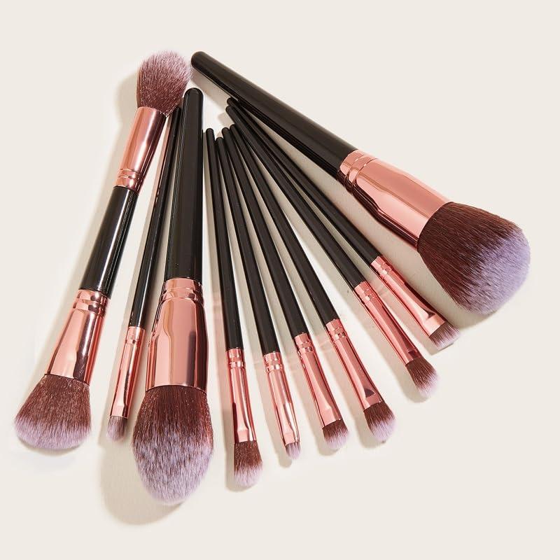JMKJMJP JMKJMJP 10 pieces of black makeup brush set, super large, including foundation make-up brush, brush