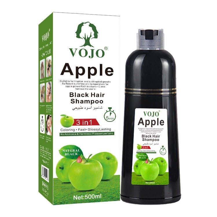 BTONE BTONE Vojo Apple Black Hair Dye Shampoo 3-in-1 Formula with Tropical Apple Extracts, Perfect for Color-Treated Hair, Provides 100% Gray Coverage, Vitamin C-Enriched, 500ml dye shampoo.