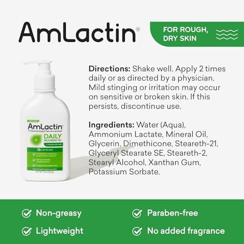 AmLactin AmLactin Daily Moisturizing Lotion for Dry Skin 7.9 oz Pump Bottles (Twin Pack) 2-in-1 Exfoliator-Body Lotion with 12% Lactic Acid, Dermatologist-Recommended (Packaging May Vary)