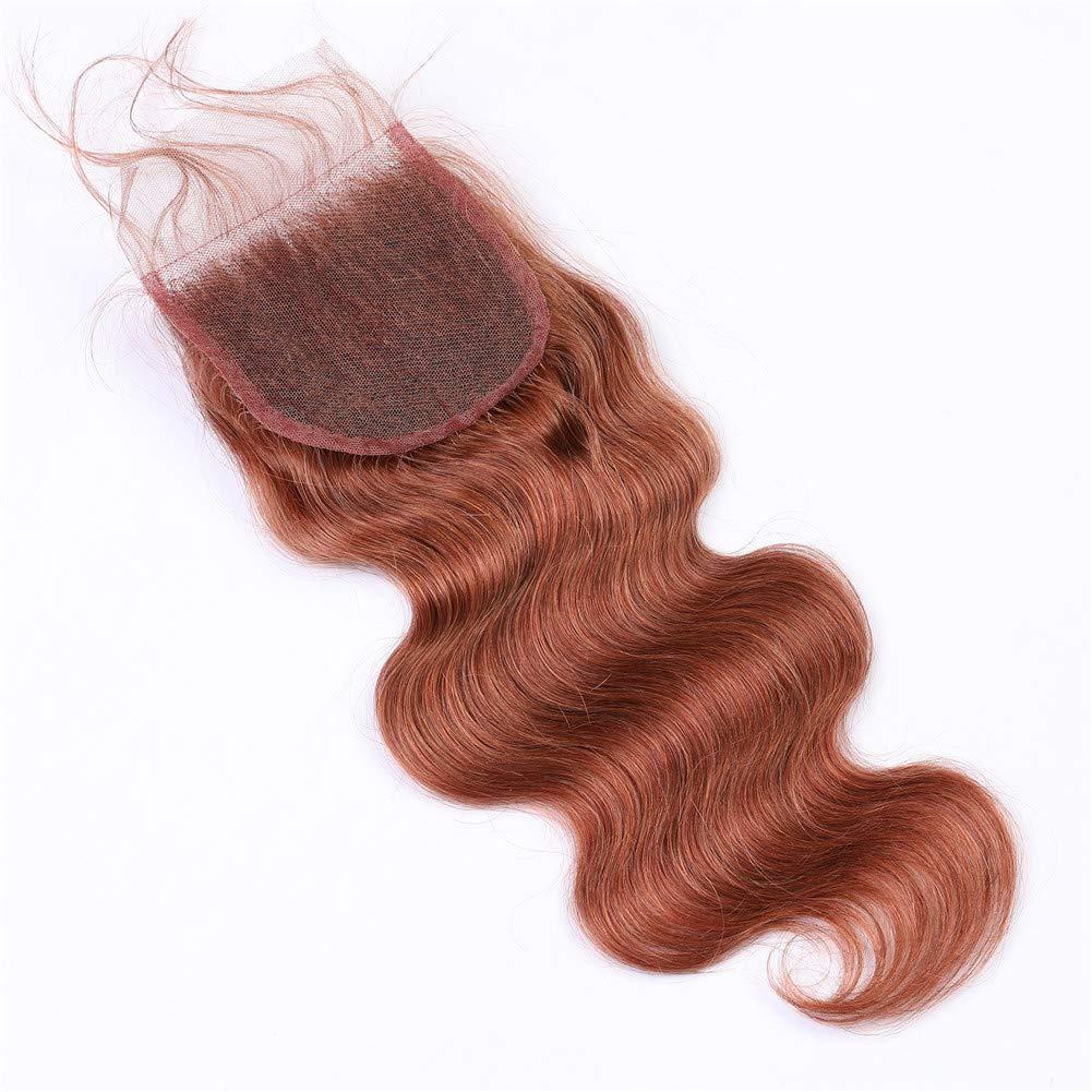 Tony beauty hair Tony Beauty Hair #33 Dark Auburn Body Wave Hair Bundles with Closure Copper Red Brazilian Wavy Human Hair Weaves with Closure Reddish Brown Lace Closure 4x4 with 3 Bundles (14 16 18+14)