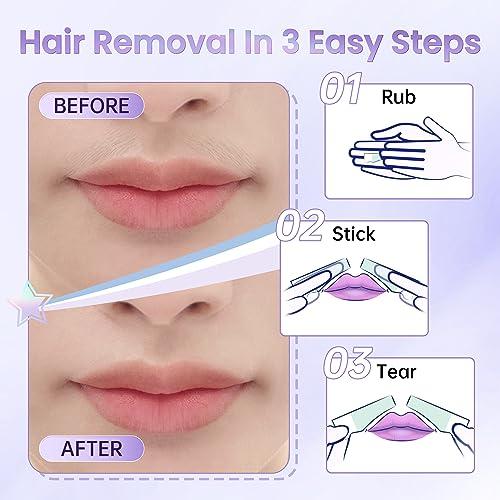 LaWink LaWink Lip Wax Strips Kit Cold Wax Strips Facial Hair Removal 20 Strips 4 Calming Oil Wipes for Sensitive Skin Types Women