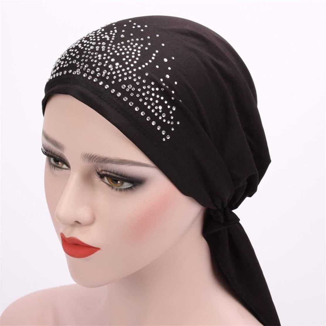 Belyee Womens Head Wraps Long Hair Scarf Turban Pre-tie Head Scarves for African Women Black