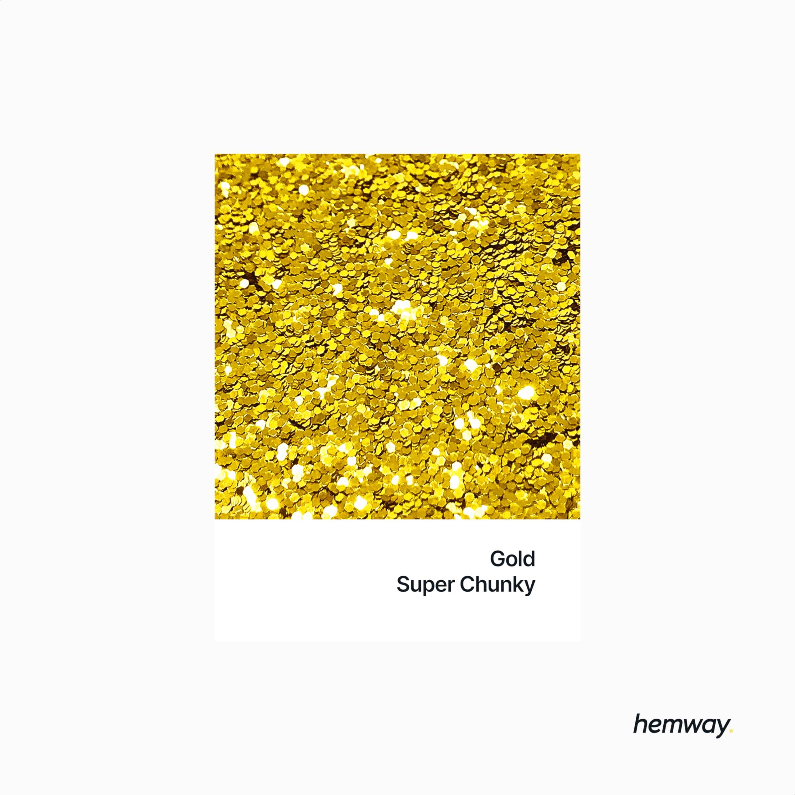Hemway Hemway Premium Ultra Sparkle Glitter Multi Purpose Metallic Flake for Arts Crafts Nails Cosmetics Resin Festival Face Hair - Gold - Super Chunky (1/8" 0.125" 3mm) 100g / 3.5oz