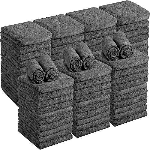 Shimeyao 48 Pack Bleach Proof Salon Towels Microfiber Absorbent Towels Bleach Resistant Hair Towel Quick Dry Hand Towels Bulk for Gym Bath Spa Home Hair Drying, 16 x 27 Inches (Grey)