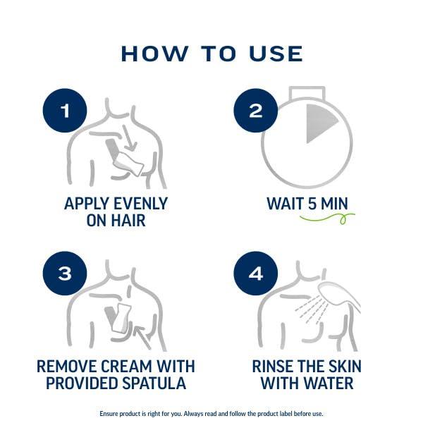 Veet Veet Sensitive Skin Dermatologically Tested 13.5 Fl Oz. 5 Min Men\'s Hair Removal Gel Cream with Spatula For Body, Chest & Back (2 Pack)