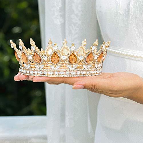 Fairyu Fairyu Crowns and Tiaras Baorque Silver Rhinestone Vintage Bride Wedding Crowns Birthday Crown Cake Topper Costume Headband Tiara for Women and Girls (Champagne)