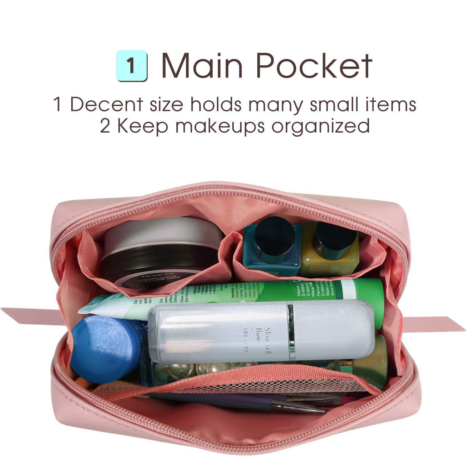 Narwey Narwey Small Vegan Leather Makeup Bag for Purse Travel Makeup Pouch Mini Cosmetic Bag for Women (Small, Pink)