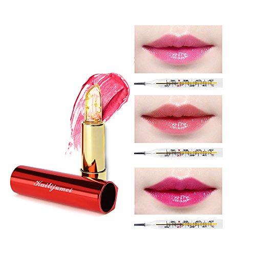 Kailijumei Kailijumei Flower Jelly Lipstick,Original Mirror Casing Lip Care Temperature Change Moisturizer Lipstick Lip Barbie Pink