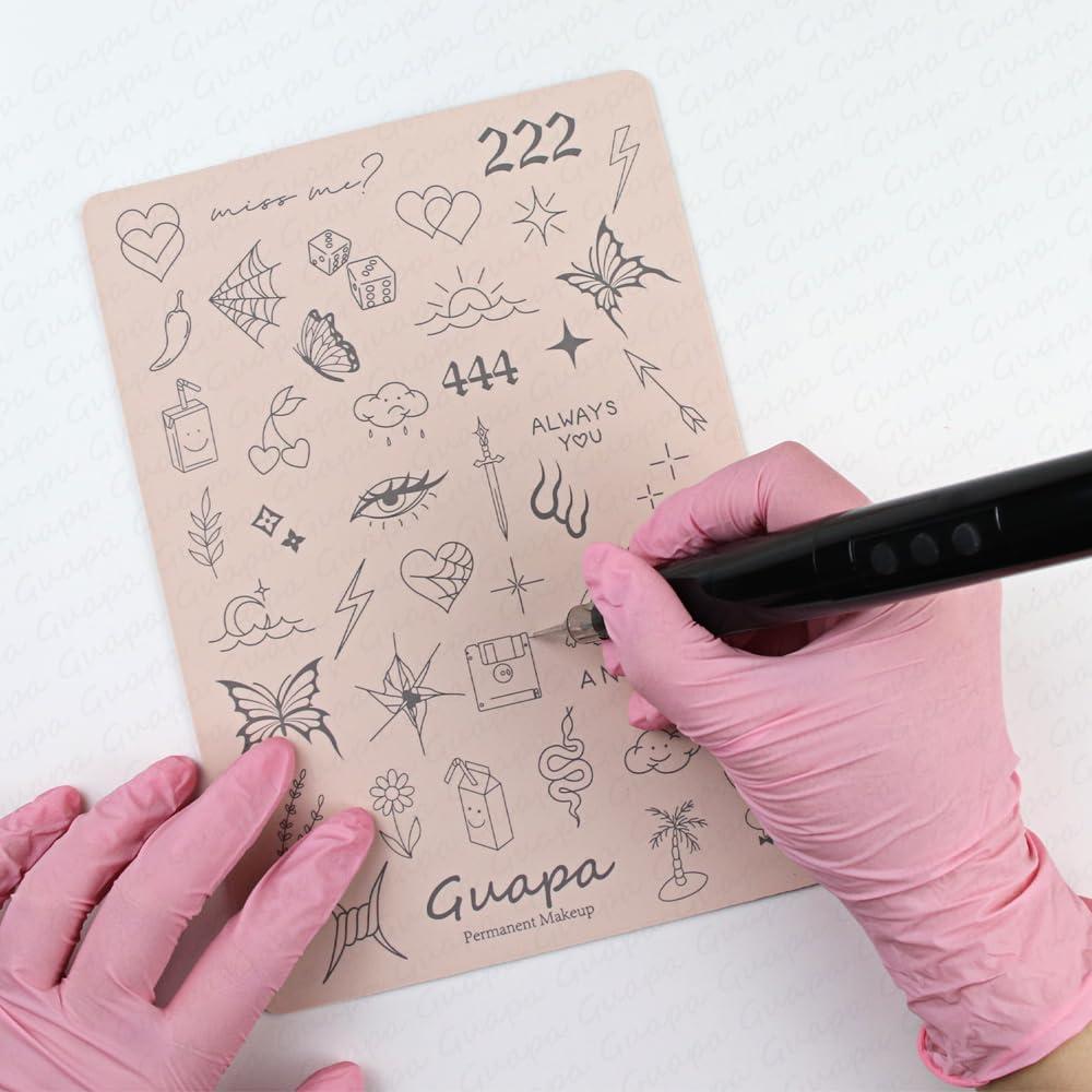 Rasmet 3PCS Rasmet Silicone Tattoo Training Pad 1.5mm Thickness Double Sided Pre-printed Gray Design Fine Line Tiny Tattoo Practice Skin for Tattoo Line Practice Tattoo Shading