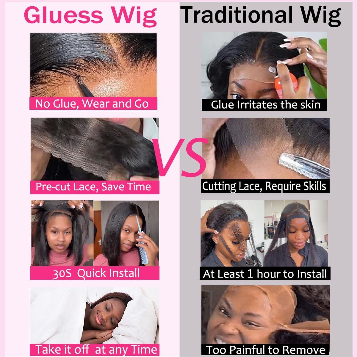 JFOOHD Bob Wig Human Hair Wear and Go Glueless Wigs Human Hair Pre Plucked Pre Cut Bob 4x4 HD Lace Closure Wig Short Straight Bob Human Hair Wigs for Black Women Upgraded No Glue Bob Wig 180% Density 10 Inch