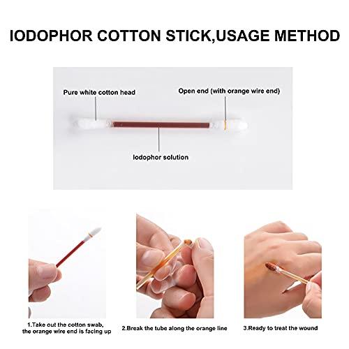 XRFENG 50 PCS Disposable Iodine Swab Portable Medical Swabs Outdoor Supplies Care Nasal