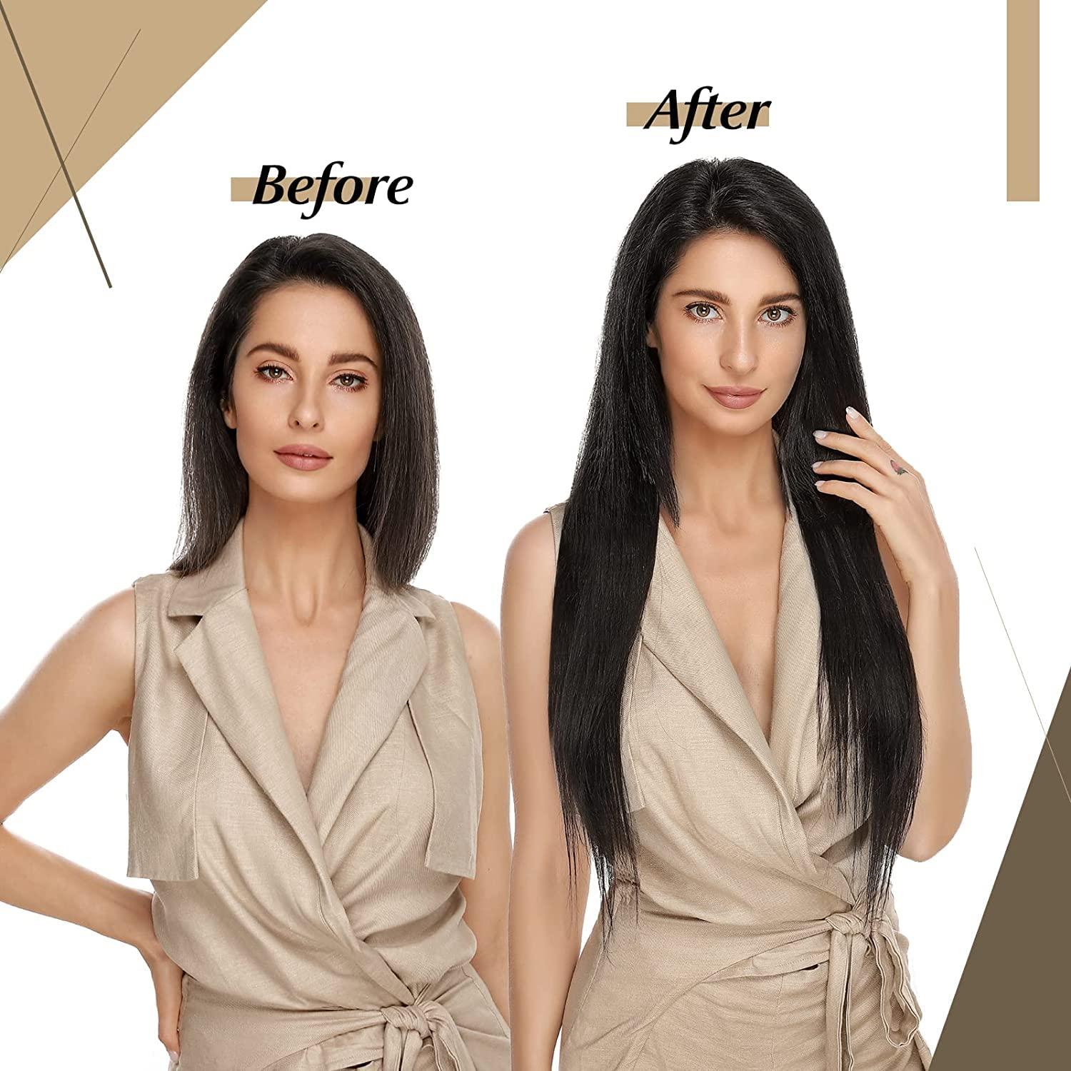 FUIBEJAE Micro Link Human Hair Extensions,Straight Micro Loop Ring Hair Real Human Hair,Fish Line Hair Micro Bead Human Hair Extensions, 100g 100 Strands,18inch