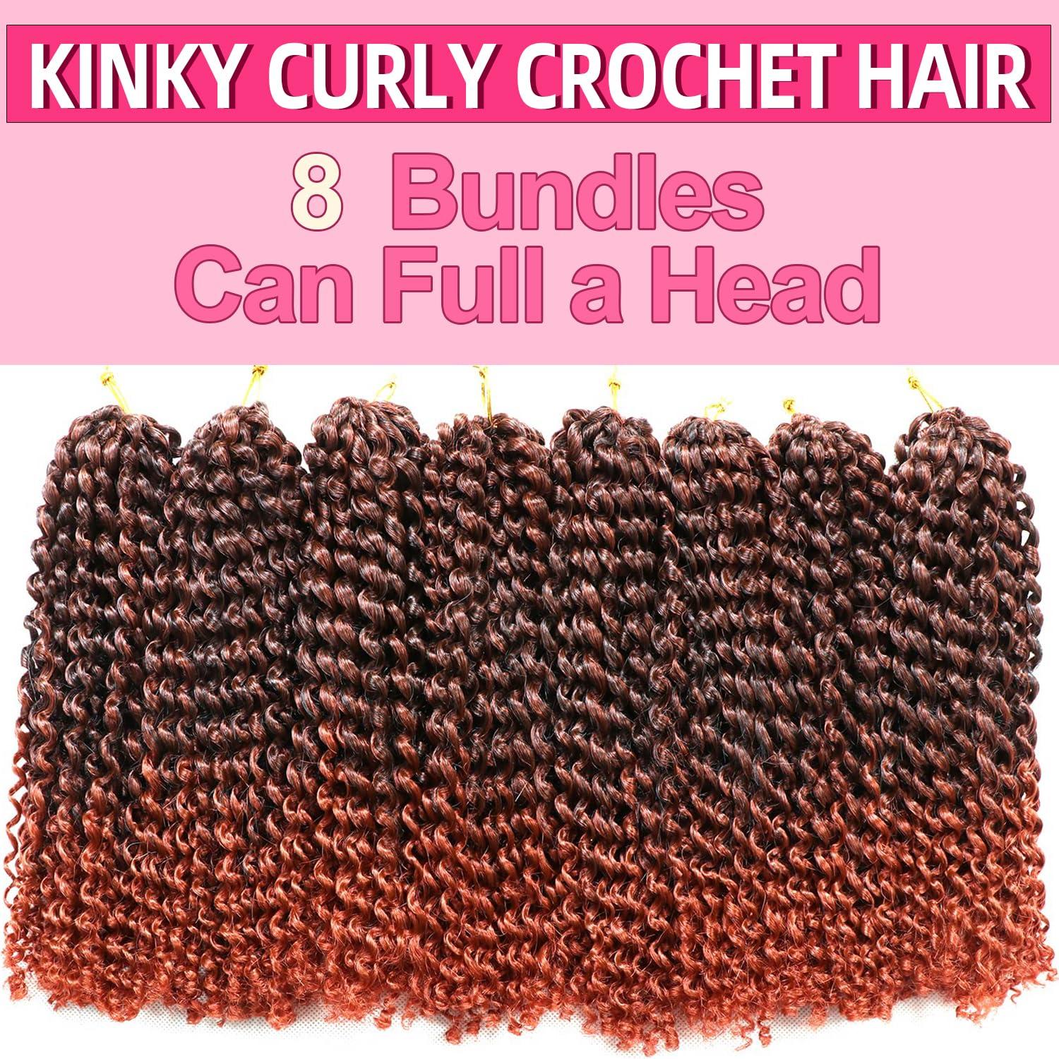 Lifabeauty 10 Inch Marlybob Crochet Hair 8 Small Packs/lot Crochet Braids Jerry Curly Hair Extensions Ombre Synthetic Braiding Hair (8Bundles10 Inch, 1B/350#)