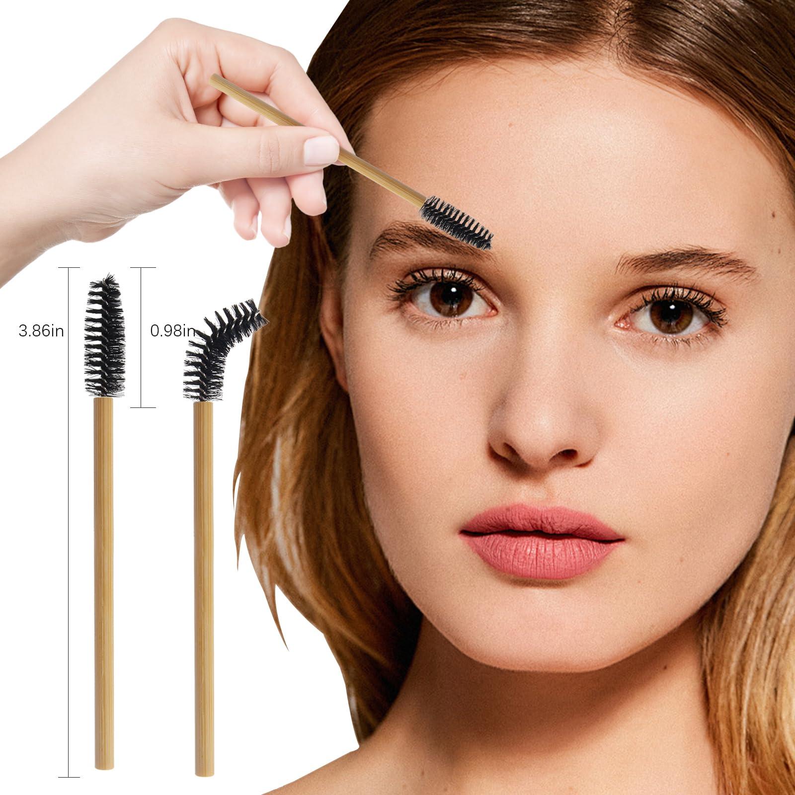 myaokue-up 300PCS Disposable Mascara Wands Spoolie Brush Bamboo Eyebrow Brushes Eyelash Extension Applicator Makeup Kits.myaokue-up(Black)