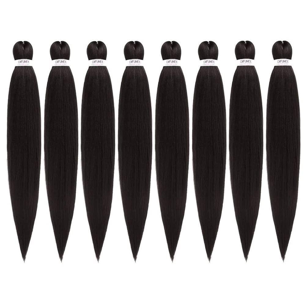 DIFUNEE DIFUNEE Pre-stretched Braiding Hair - 22 Inch 8 Packs Dark Brown Long Braiding Hair For Twist or Box Braids, Yaki Texture Hot Water Setting Synthetic Braiding Hair Extensions (22 Inch, 2-8P)
