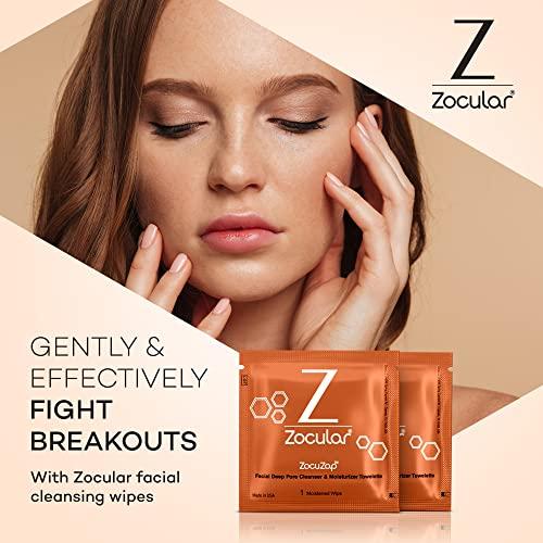 Zocular Zocular - ZocuZap Acne Face Wipes - Moisturizing Face Cleansing Wipes for Acne, Makeup Removal, and Exfoliation with Natural Okra Complex for Sensitive, Rosacea Skin - 30/ct