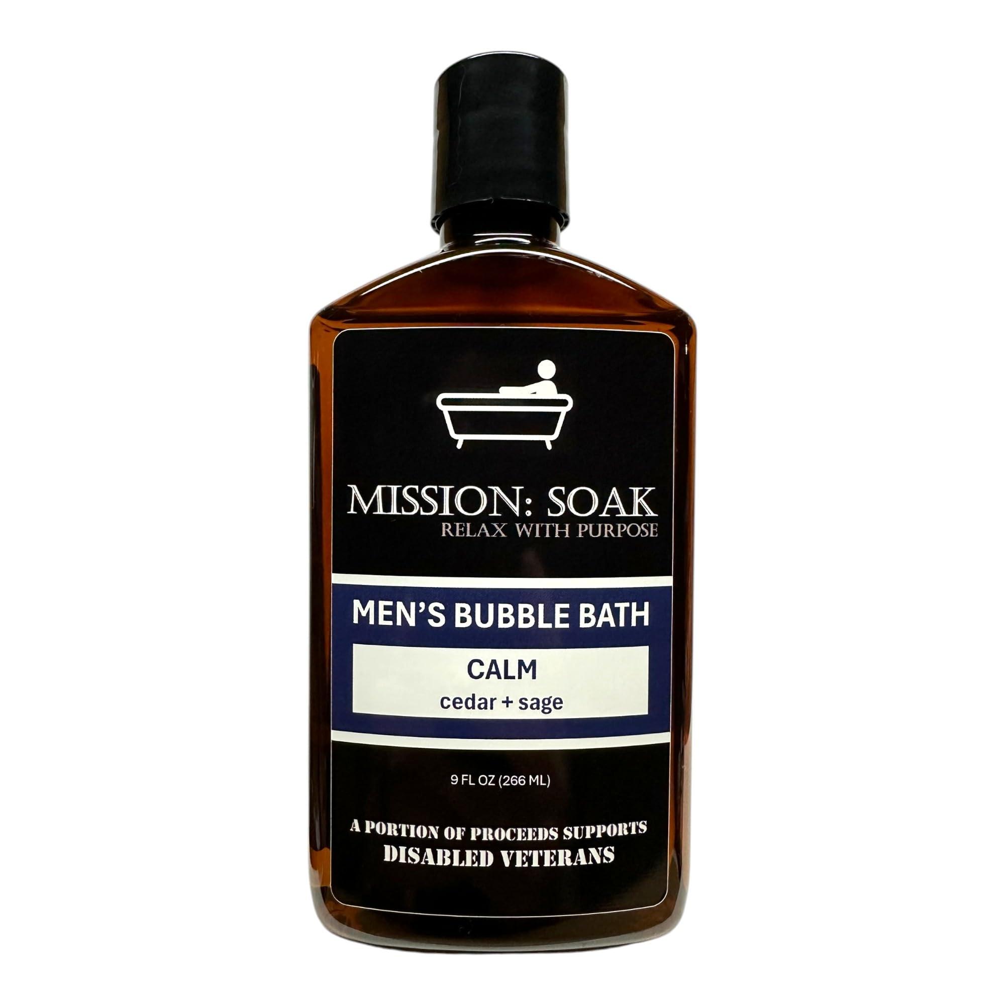 Mission: Soak Mission: Soak Men's Luxury Bubble Bath, Body Soak - Multiple Scents Available - 9 fl oz (Calm (Cedar + Sage))