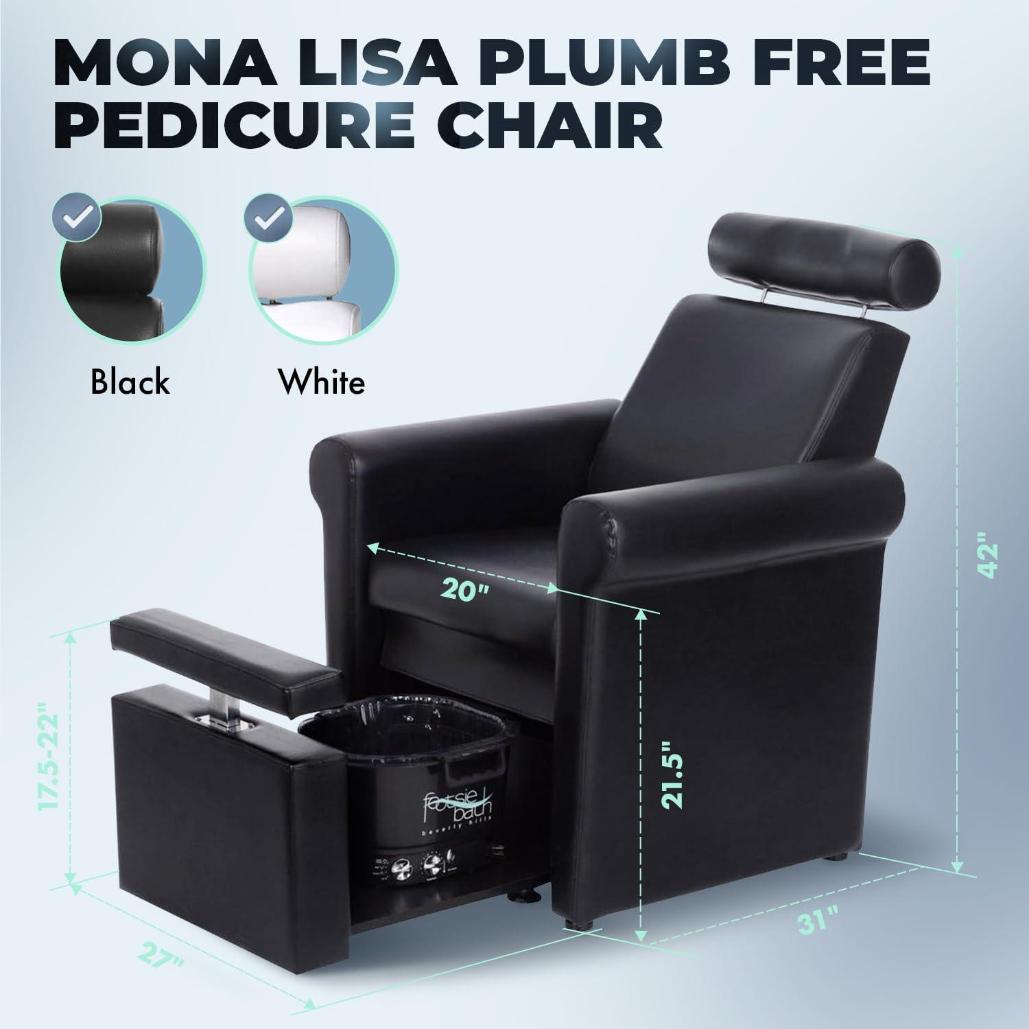 Buy-Rite Salon & Spa Equipment Buy-Rite Salon & Spa Equipment Mona Lisa Plumb Free Pedicure Chair - No Plumbing, Adjustable, Portable, Removable, Black, CHM-2320-5H-BLACK