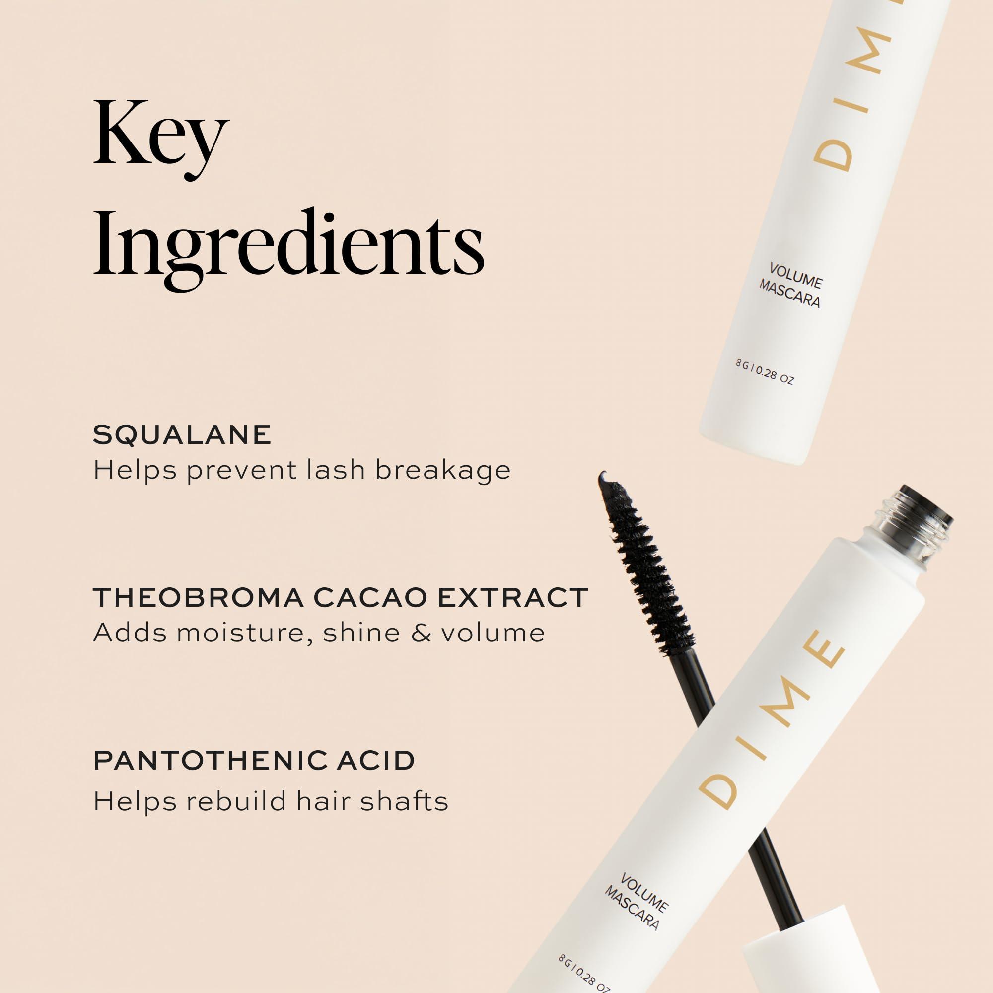 Dime DIME Beauty Volume Mascara - Smudge-Proof Tubing Mascara for Fuller, Thicker Lashes, Adds Volume & Length, Black 0.28 oz / 8 g