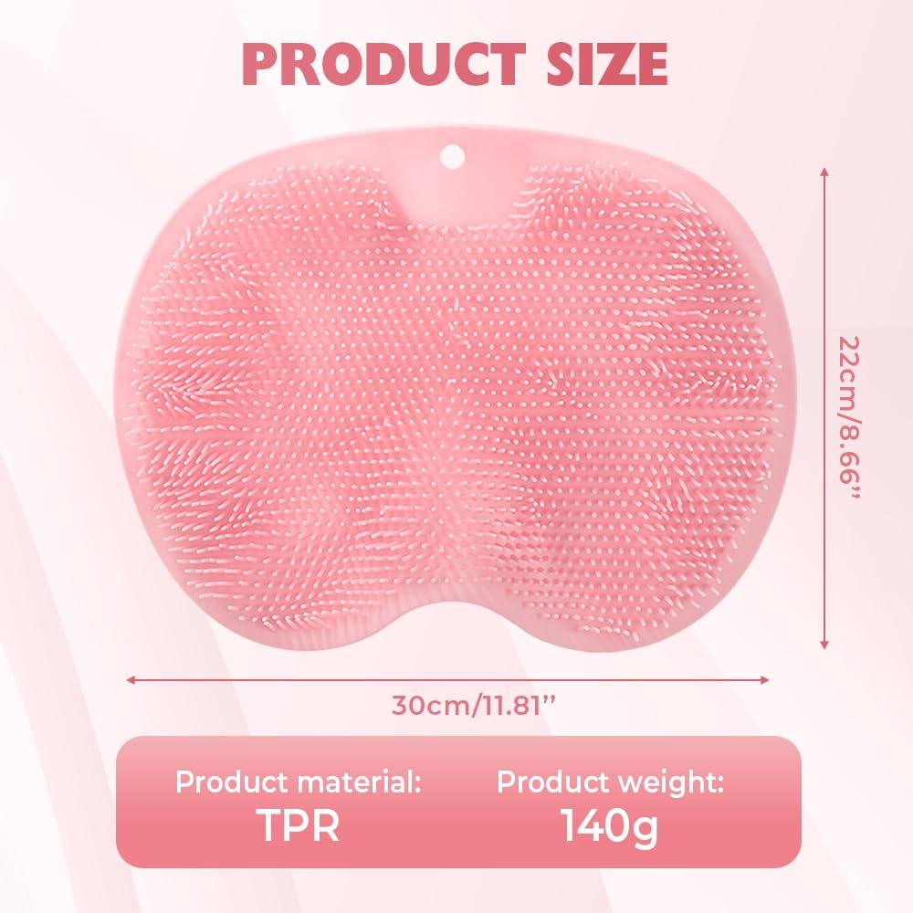 HCPBRS Shower Foot & Back Scrubber, Silicone Massage Pad Wall Mounted Back Scrubber, Shower Foot Massager Scrubber Bath Massage Cushion Brush with Suction Cups, Bathroom Wash Foot Scrubber Mat (Gray)