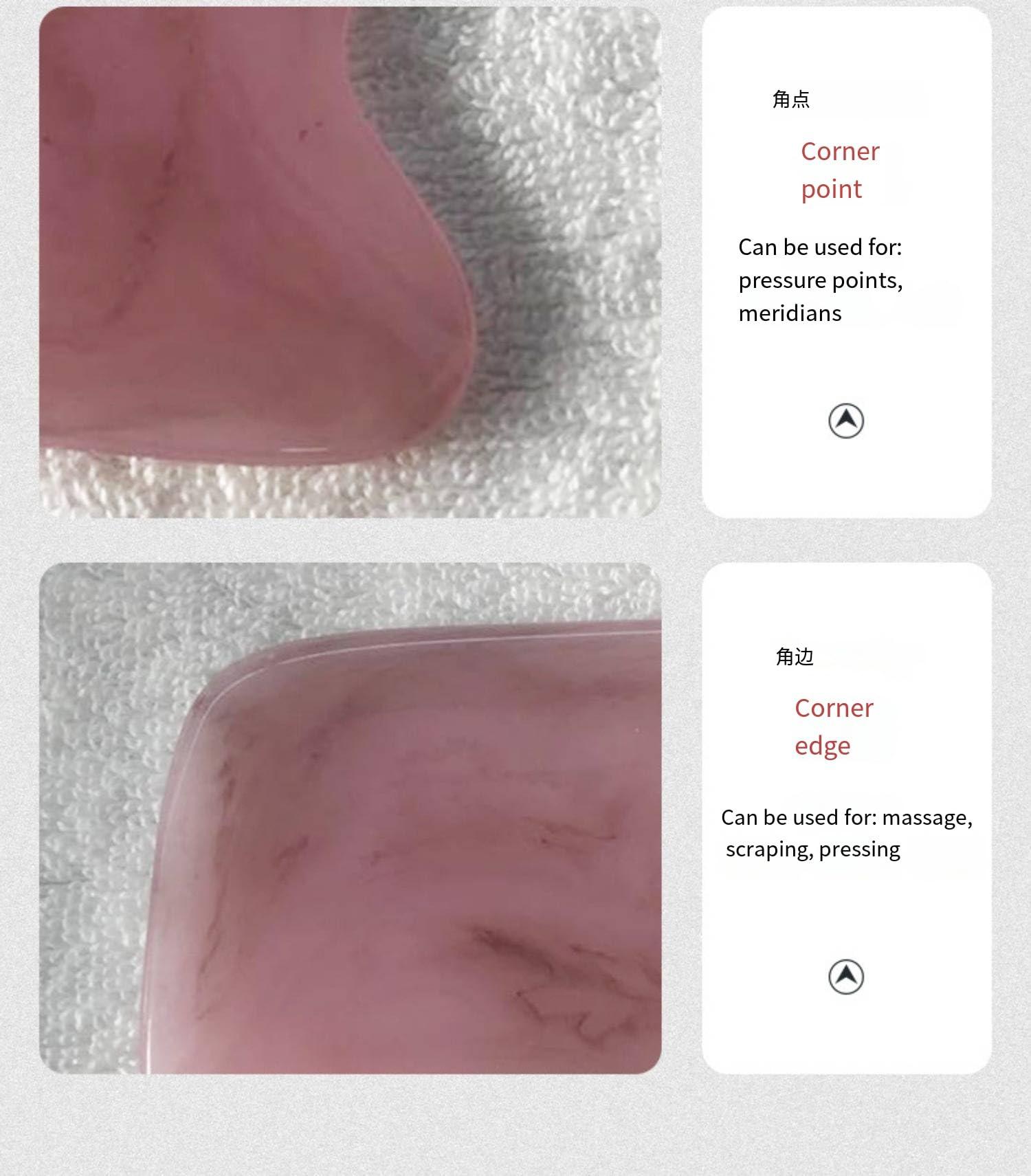 COWRC Gua Sha Facial Tools, Square Guasha Massage Tool for Double Chin & Jawline, Large Gua Sha Board Self-Skin Care Face Tool (Pink)