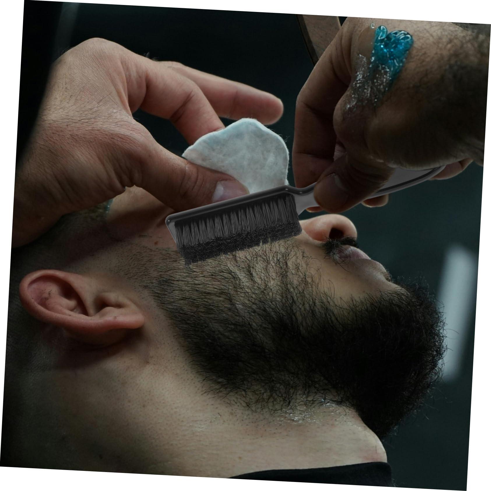 PLAFOPE PLAFOPE 8pcs Barber Fade Brushes Set Mustache & Beard Trimmer Cleaning Brushes with Handle Beard Brush Boar Bristle for Men for Barbers and Home Grooming