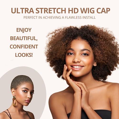 LERIAR LERIAR 6PCS HD Wig Caps For Lace Front, Stretchy Nylon Stocking Wig Caps, Ultra Thin Invisible Sheer Wig Caps for Women, Transparent and Breathable Nude Bald Cap for Wig