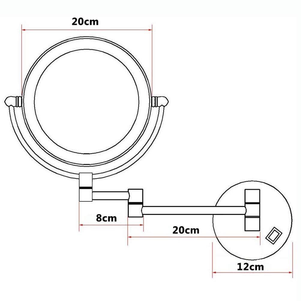 VVQQFGXN VVQQFGXN Makeup Mirror with Light Wall Mounted, Double Sided Vanity Magnifying Mirror,Adjustable Telescopic Boom (Size : 3X)