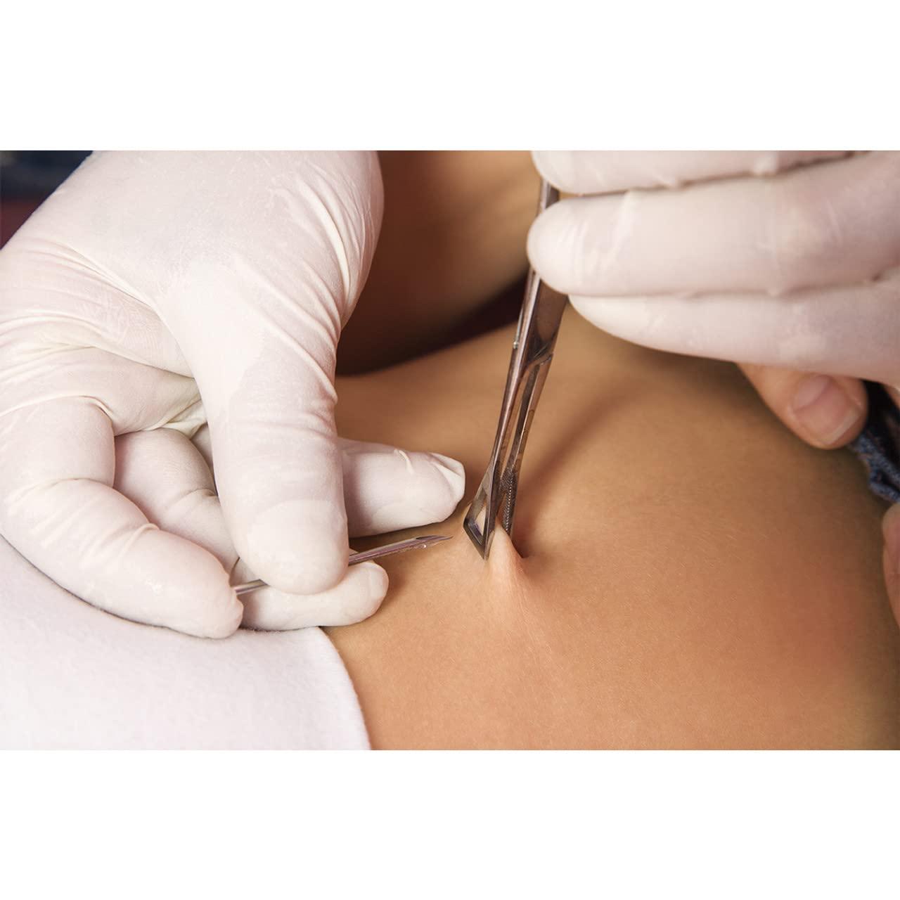 Satix Satix Belly Piercing Kit - 14G Titanium Belly Button Ring 7/16" 8mm and 5mm Gem Ball Navel Ring with Navel Piercing Needle, A-lcoholPad, Gloves, Forceps Clamp Tool Kit for Women Men