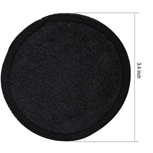 SIQUK SIQUK 24 Pieces Reusable Cotton Rounds Black Makeup Remover Pads Layers Washable Organic Bamboo Cleansing Cloth Pads with Laundry Bag for Eye Makeup Remove Face Wipe