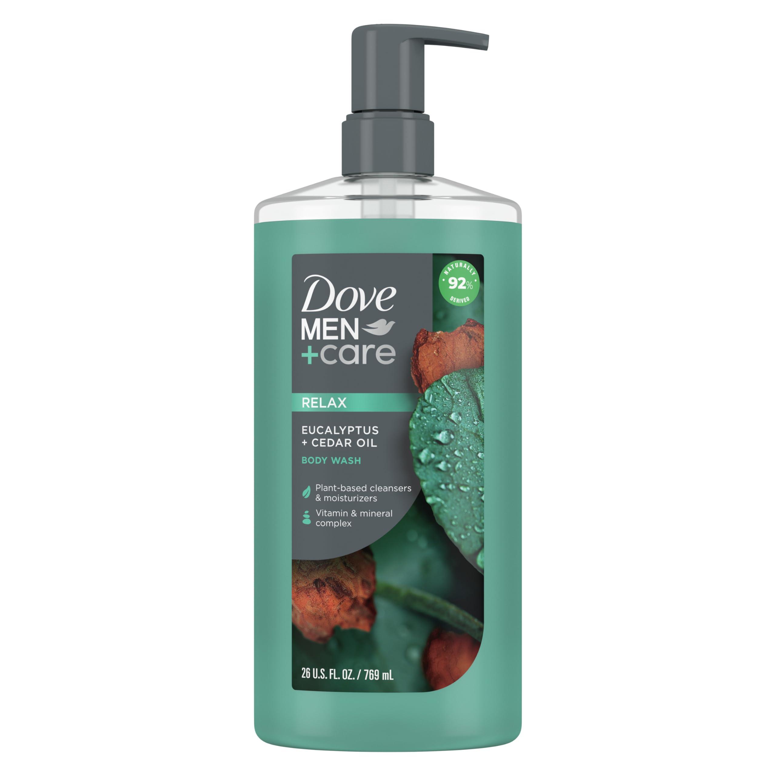 DOVE MEN + CARE DOVE MEN + CARE Eucalyptus Cedar Body Wash Bundle (Pack of 4) 18 Fl Oz + 26 oz Body Wash