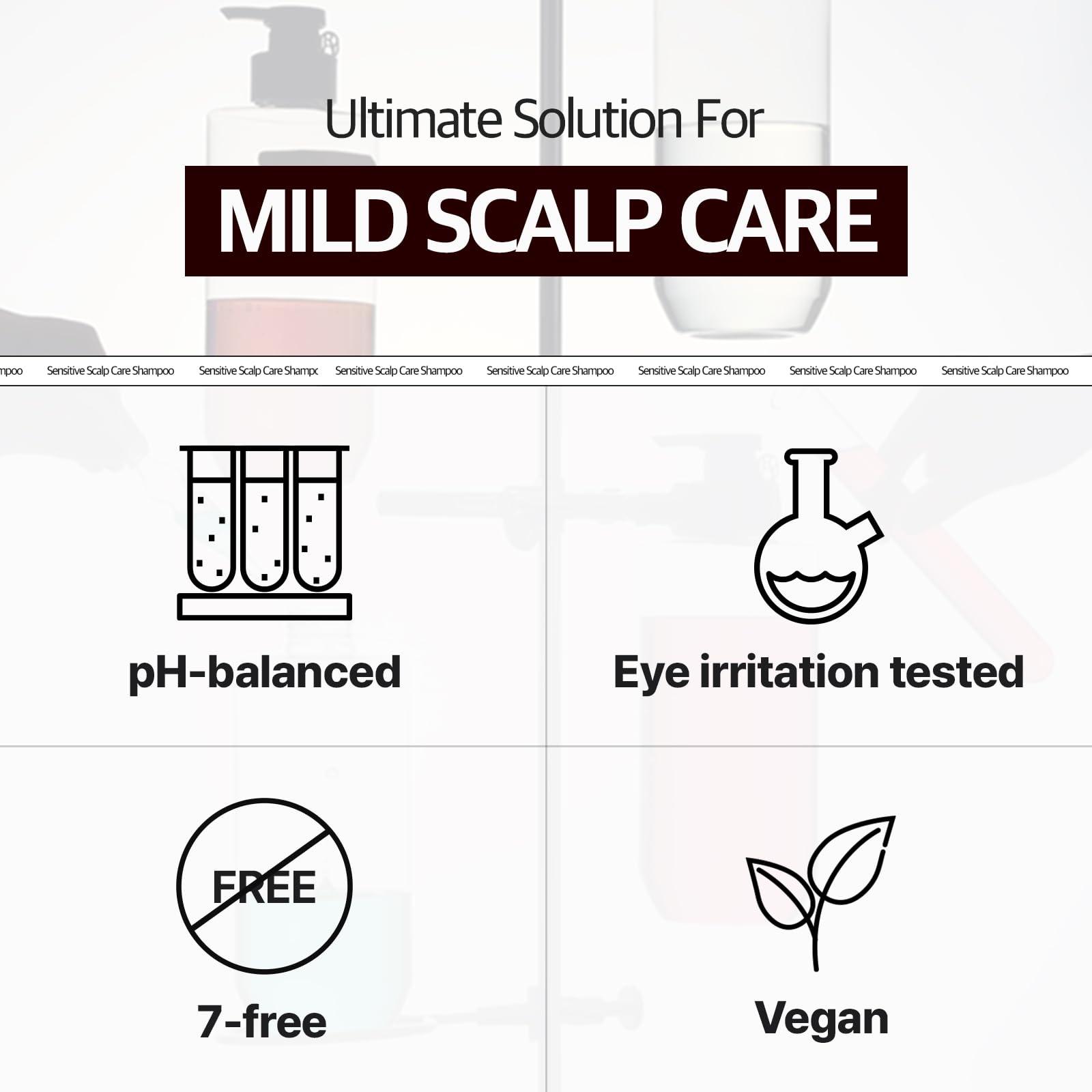 Ryo RYO Sensitive Scalp Care Shampoo with Korean Ginseng & Caffeine - Soothing and Relief for All Hair Type, Anti Loss Care, Dermatologist Tested, 16 Fl Oz.