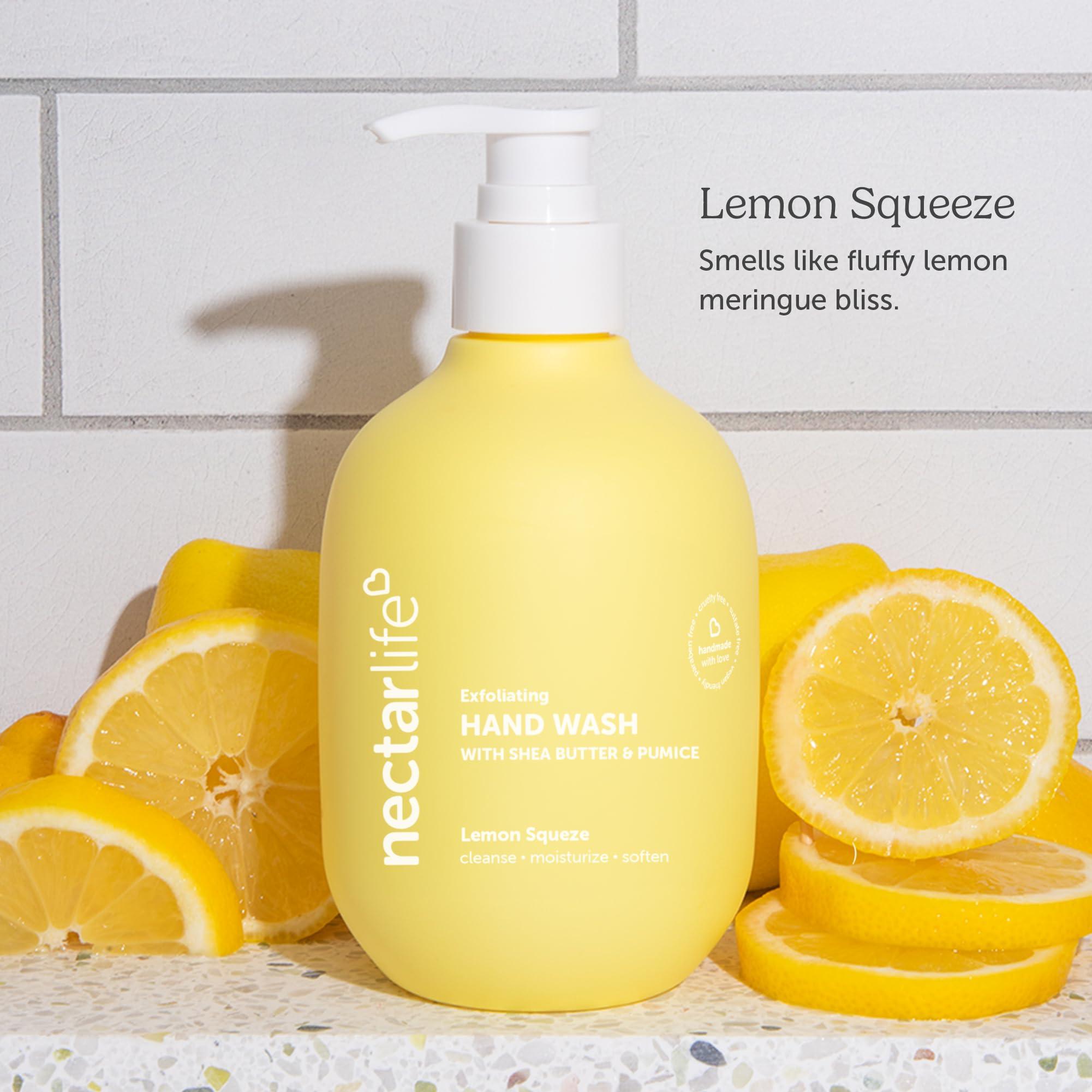 Nectar Bath Treats Nectar Life Exfoliating Hand Wash with Shea Butter & Pumice, Lemon Squeeze, 3 Pack
