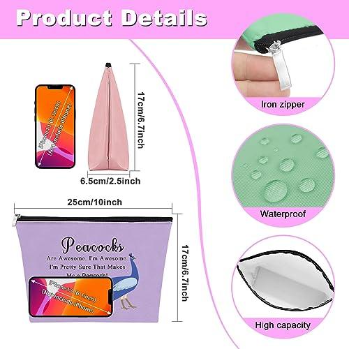 Mxrymvu 3Pcs Inspirational Peacock Cosmetic Bag Peacock Theme Gifts for Peacock Lovers Makeup Bag Animal Gift Peacock Lover Gift Animal Lover Gift Birthday Christmas Gift for Friend Sister Travel Makeup Pouch