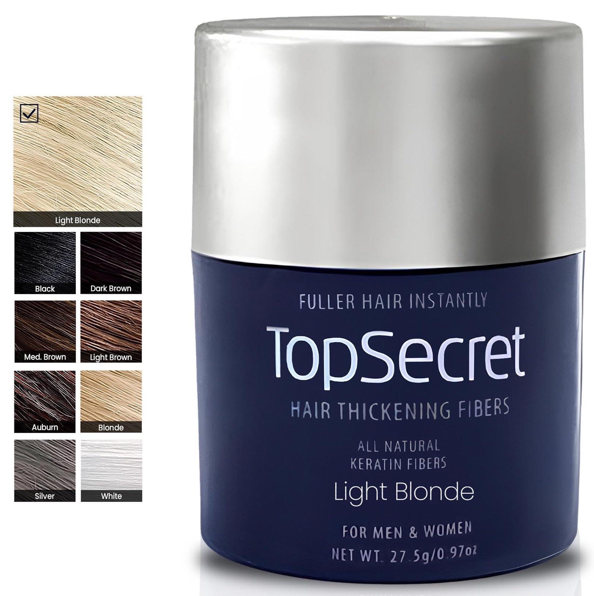 Top Secret Top Secret Hair Thickening Building Fibers Refills - Undetectable & Natural Hair Filler - for Men & Women - Instantly Fill In Fine Thinning Hair - Weather & Sweat Resistant (Light Blonde, Travel)