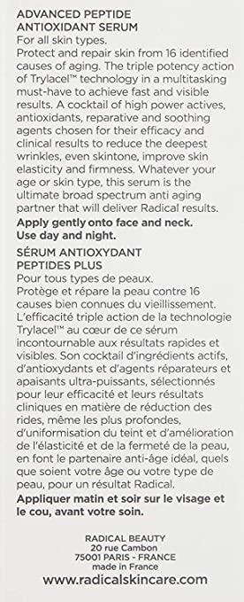 Radical Skincare Radical Skincare Advanced Peptide Antioxidant Serum - Repairs and Smooths Skin to Reduce Wrinkles & Improve Elasticity - For All Skin Types - Paraben Free - Clinically Proven Results (1 Fl Oz, 2 Pack)