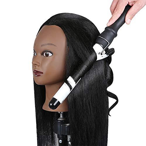 SOPHIRE SOPHIRE 16" 100% Real Hair Mannequin Head with stand, Hairdresser Cosmetology Mannequin Manikin Training Practice Doll Head for Braiding Hairstyling - Black