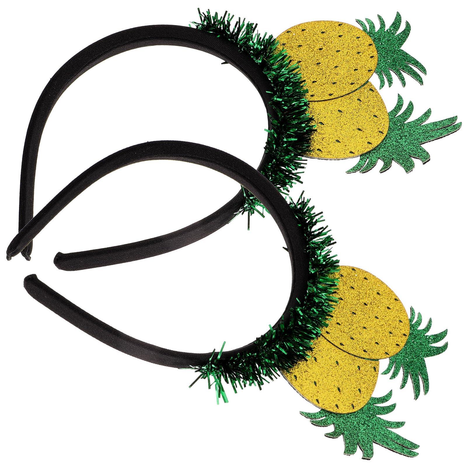 Ipetboom Ipetboom Pineapple Headband, 2pcs Hawaiian Tinsel Pineapple Head Boppers, Glitter Fruit Beach Pool Summer Party Hair Hoop Headwear Tropical Hair Accessories Decorations