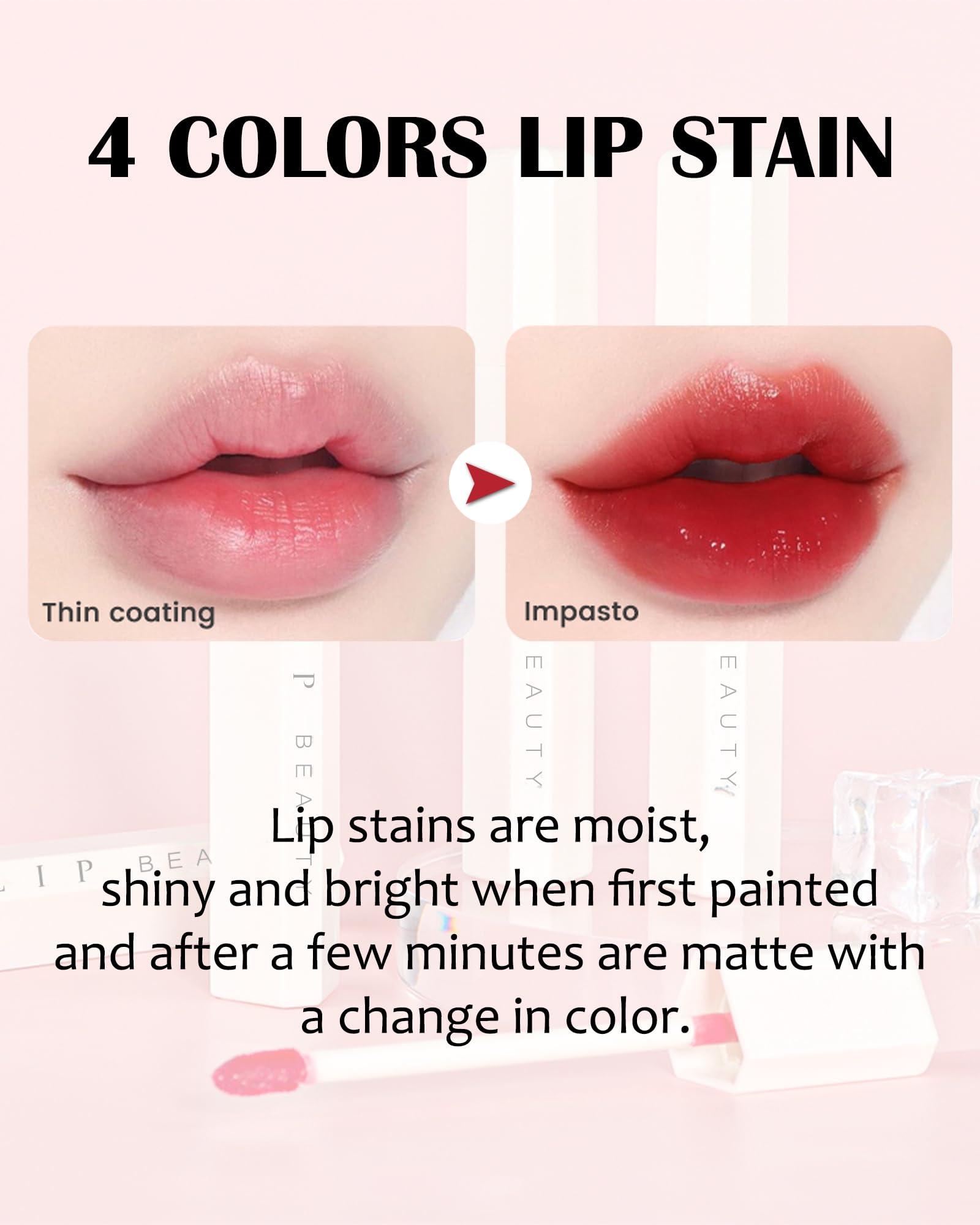 LYSdefeu Moisturizing Lip Tint Stain, Velvet Water Lip Tint Liquid Lipstick Makeup, Vivid High Pigment & Non-Sticky & Non-Transfer Wear Lip Gloss Oil for Lasting All-Day Beauty, Multi-use Lip & Cheek Tint- 01#