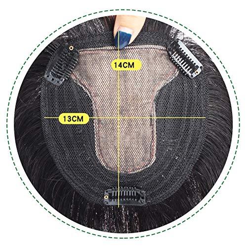 RemeeHi RemeeHi Real Human Hair Women 13x14 Machine Made Middle Silk Base Topper or Toupee Wiglet Top Thin Loss Hair Natural Color 25cm