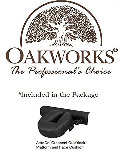 Oakworks Oakworks ONE Portable Massage Table, Package, Professional Massage Bed W/Quicklock Platform, Aerocel Face Rest, Spa Level Comfort, Adjustable 24-34 H, USA Made (Coal)