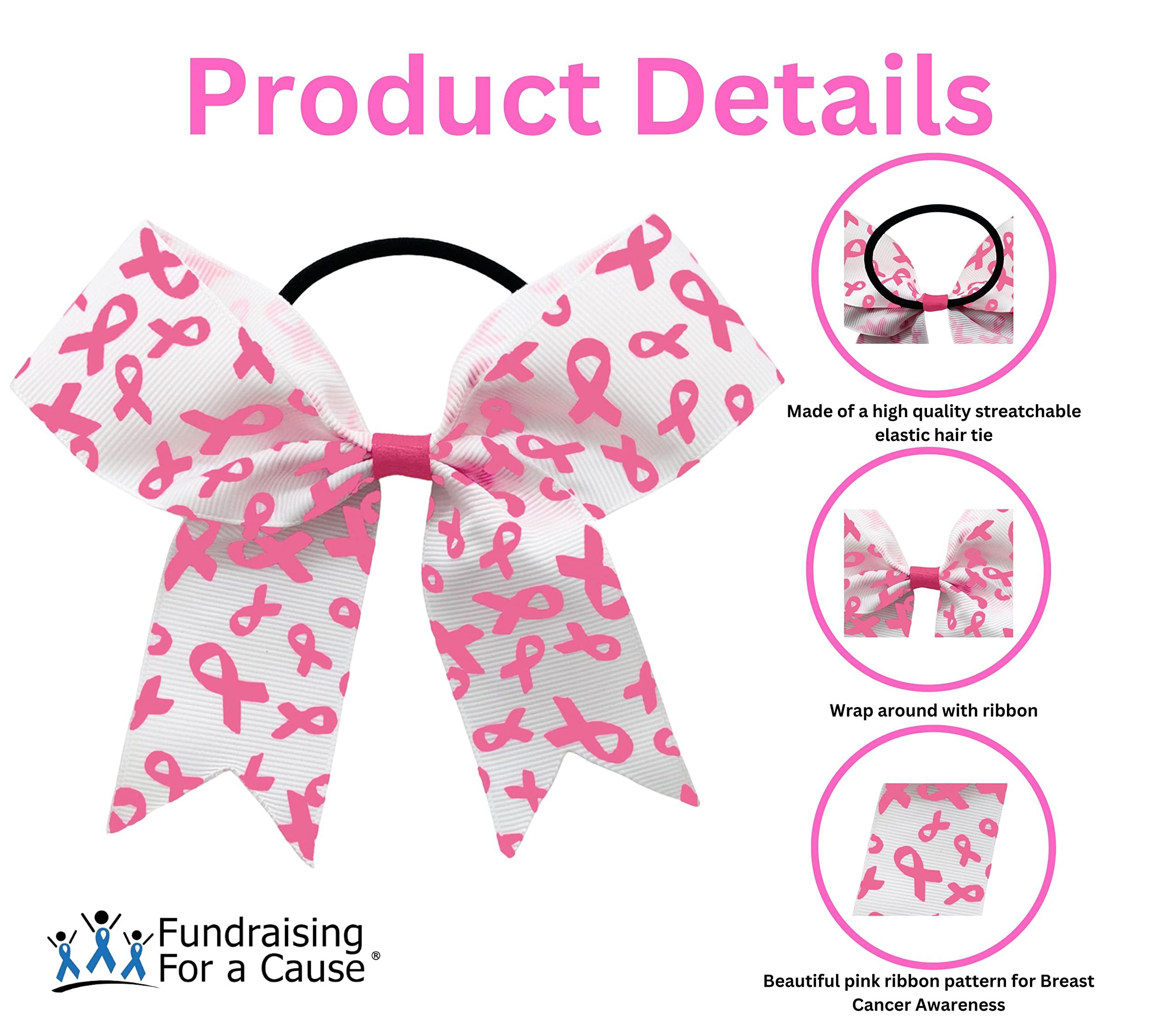 Fundraising For A Cause Pink Ribbon Hair Bows for Breast Cancer Awareness - Cheer Bows Ponytail Pink Hair Bows Pink Hair Ties for Girls, Cheerleader, Women Hair Elastic Bands, Pet Grooming - 25 Hair Bows