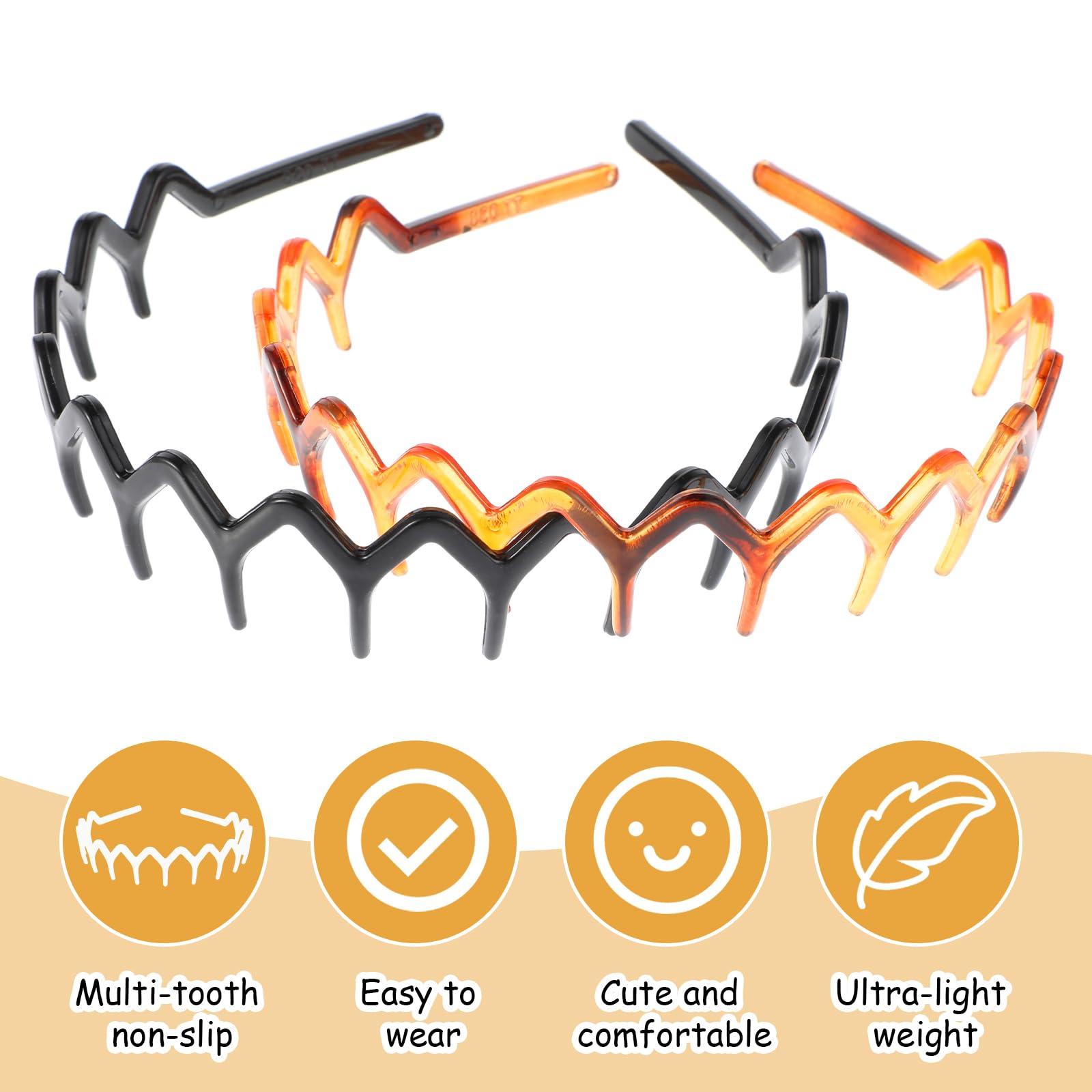 Tyqour Tyqour 4pcs Zig Zag Headband Non Slip Comb Headband Plastic Tooth Hair Comb Wavy Teeth Hairpin Headband for Women Girls Men