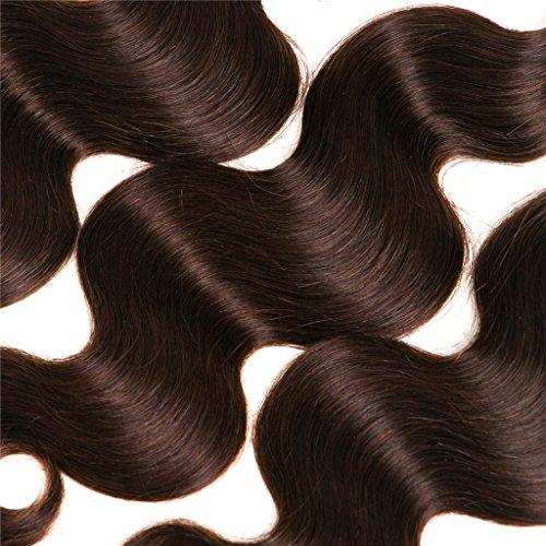 Ornate Hair Dark Brown Bundles Human Hair 3 Bundles Brazilian Body Wave Hair Extension Virgin Hair 100% Human Hair Double Weft Weave Bundles Dark Brown Color #2(14 16 18 Inch)……