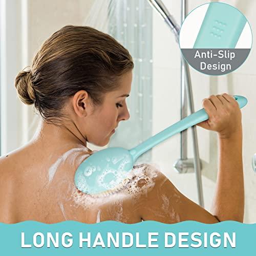 Olpchee Olpchee Long Handle Bath Shower Body Brush Back Scrubber with Super Soft Nylon Bristles (Blue)