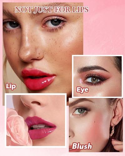 LYSdefeu Moisturizing Lip Tint Stain, Velvet Water Lip Tint Liquid Lipstick Makeup, Vivid High Pigment & Non-Sticky & Non-Transfer Wear Lip Gloss Oil for Lasting All-Day Beauty, Multi-use Lip & Cheek Tint- 01#