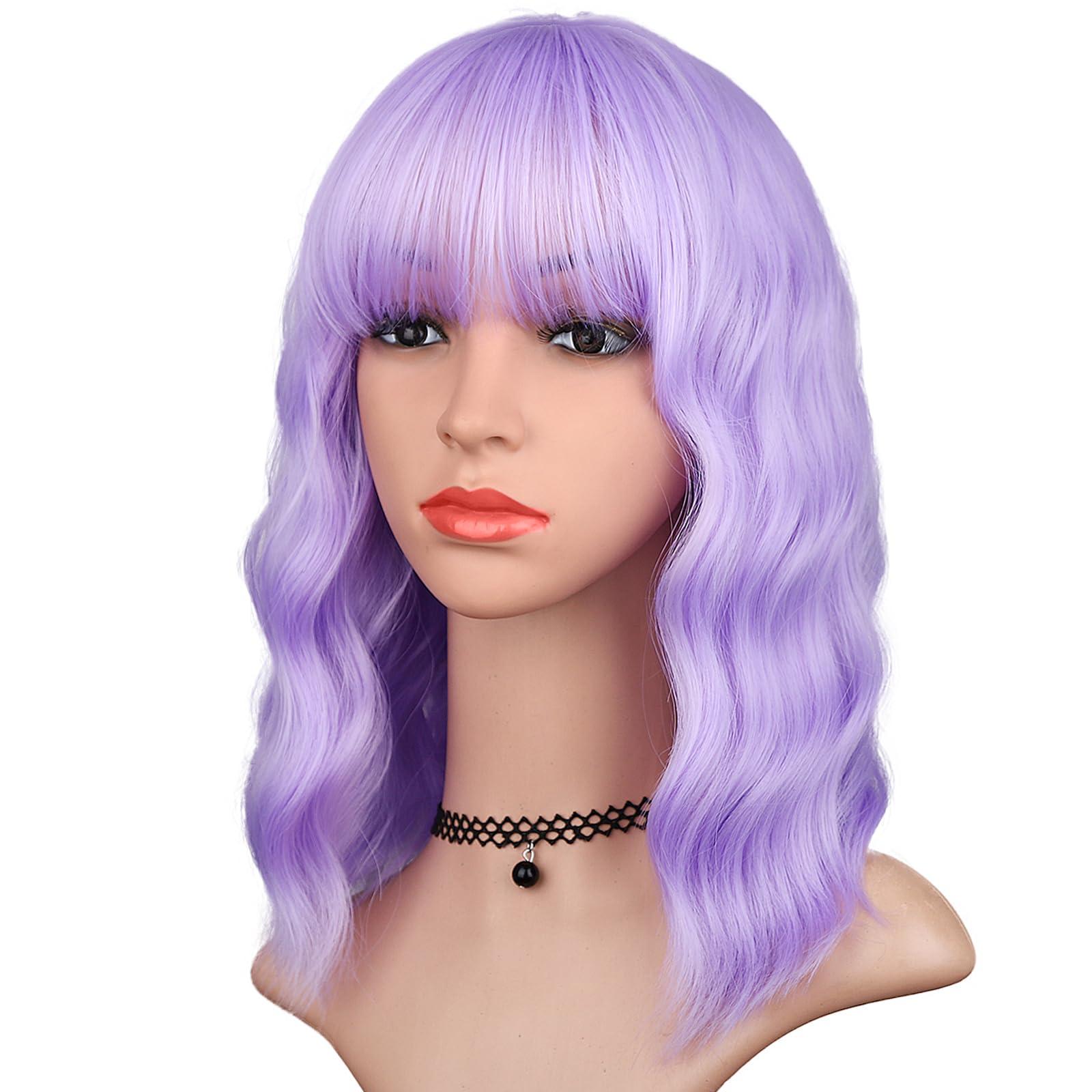 HAIRUP HAIRUP purple wig and hot pink wig and teal blue wig with bangs for women
