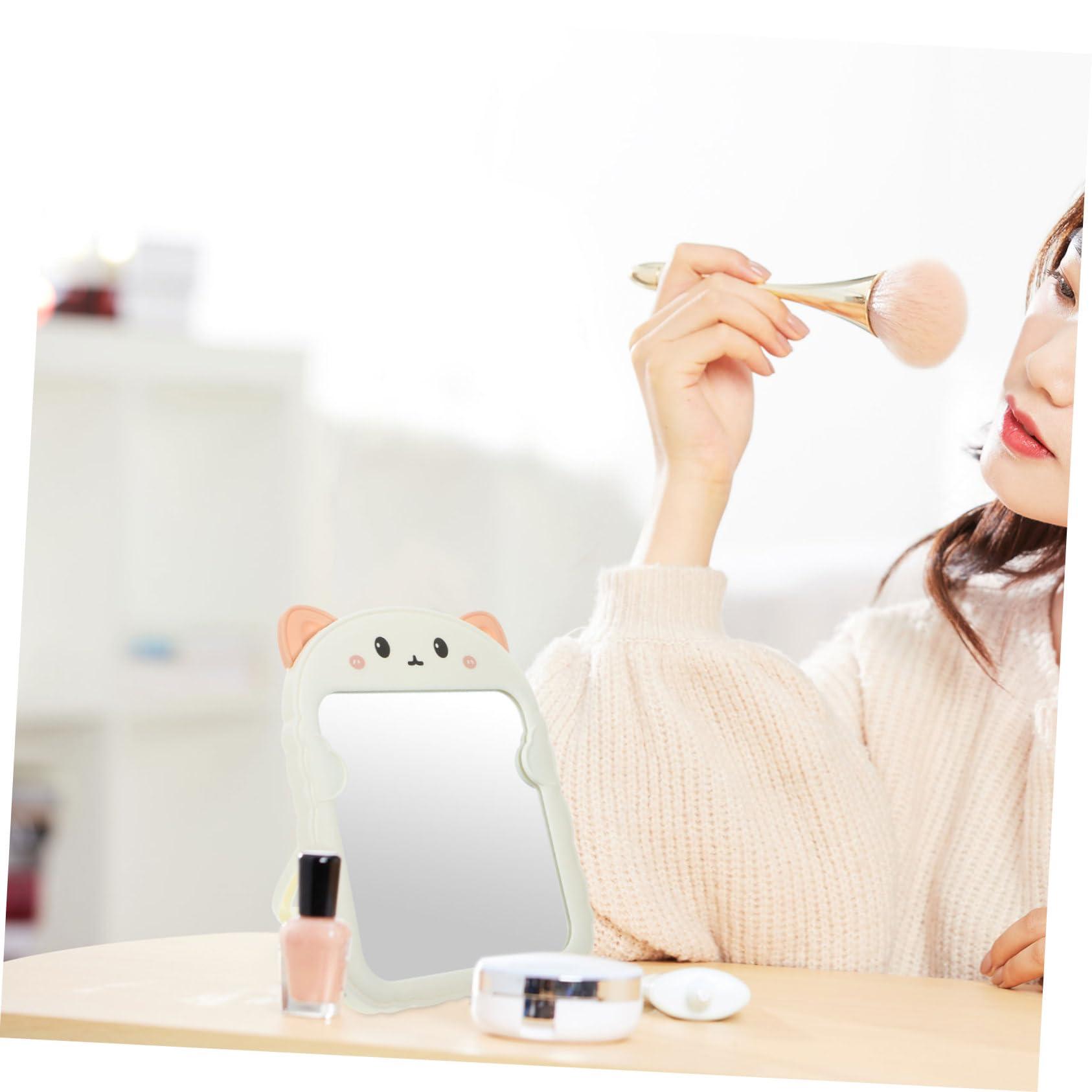 Suuim mirrors portable desk make up mirror small standing mirror makeup desktop mirror desk mirror makeup mirror for desk dresser mirror portable cosmetic mirror pp fold table mirror (White 19.20X16.00X1.20